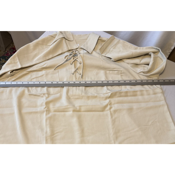 D&Co NEW Women's Plus 3X Stretch Woven Lace up Pullover Shirt Neutral Boho Chic - Picture 10 of 13